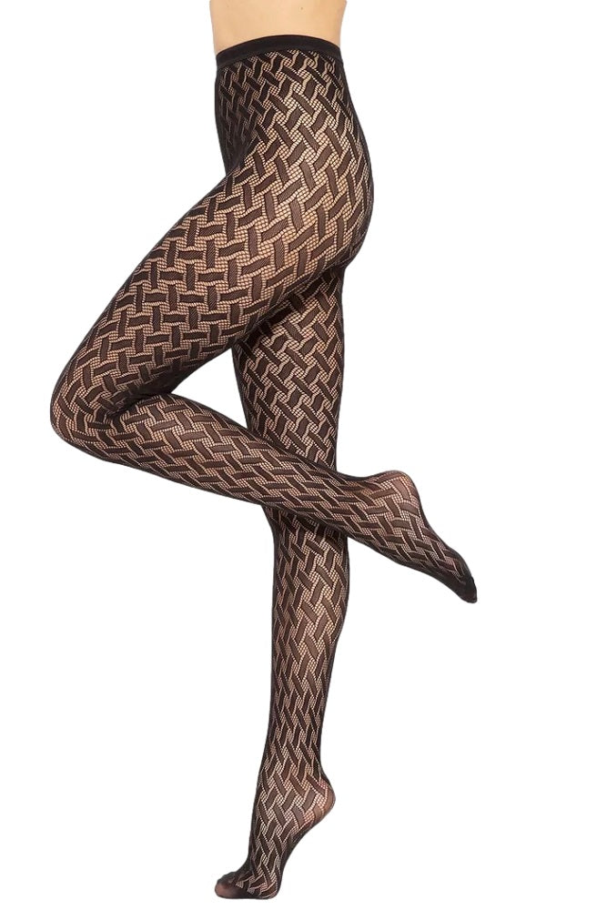 Fishnet tights with pattern Runway 07 - Black