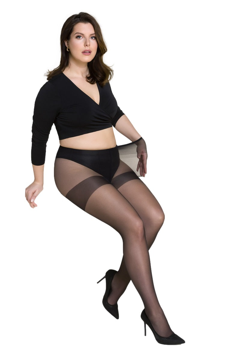 Sheer tights 15 DEN black in large sizes (up to 62)