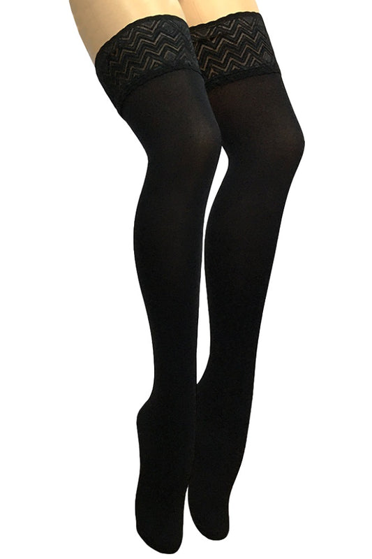 Hold-up stockings opaque black - Aurellie