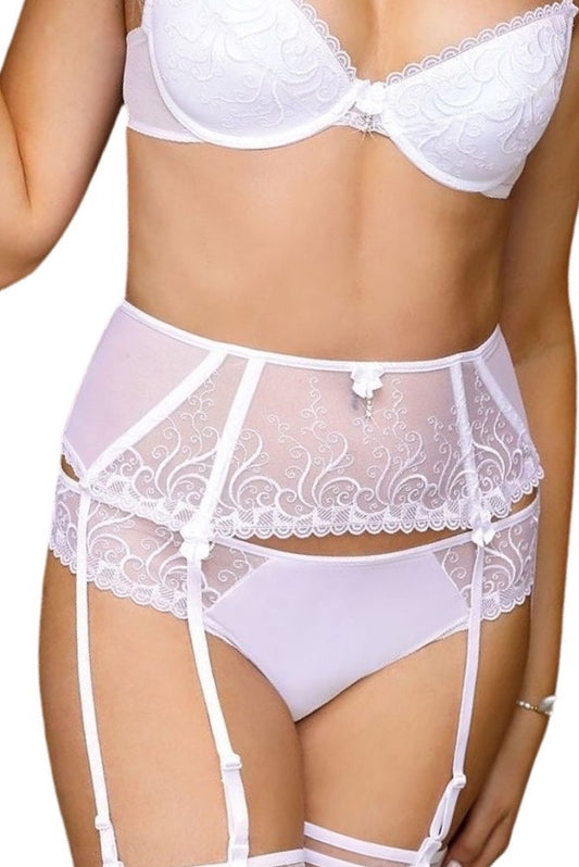 Strumpfhalter hohe Taille 6 Strapsen Anuk von Rosa in Weiss