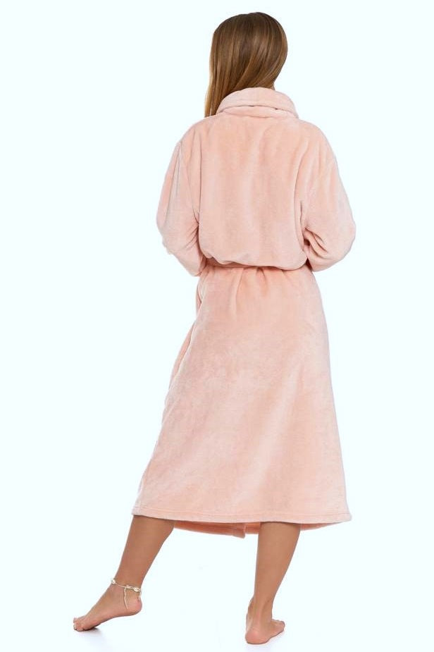 Soft bathrobe for women midi length Kate in pink