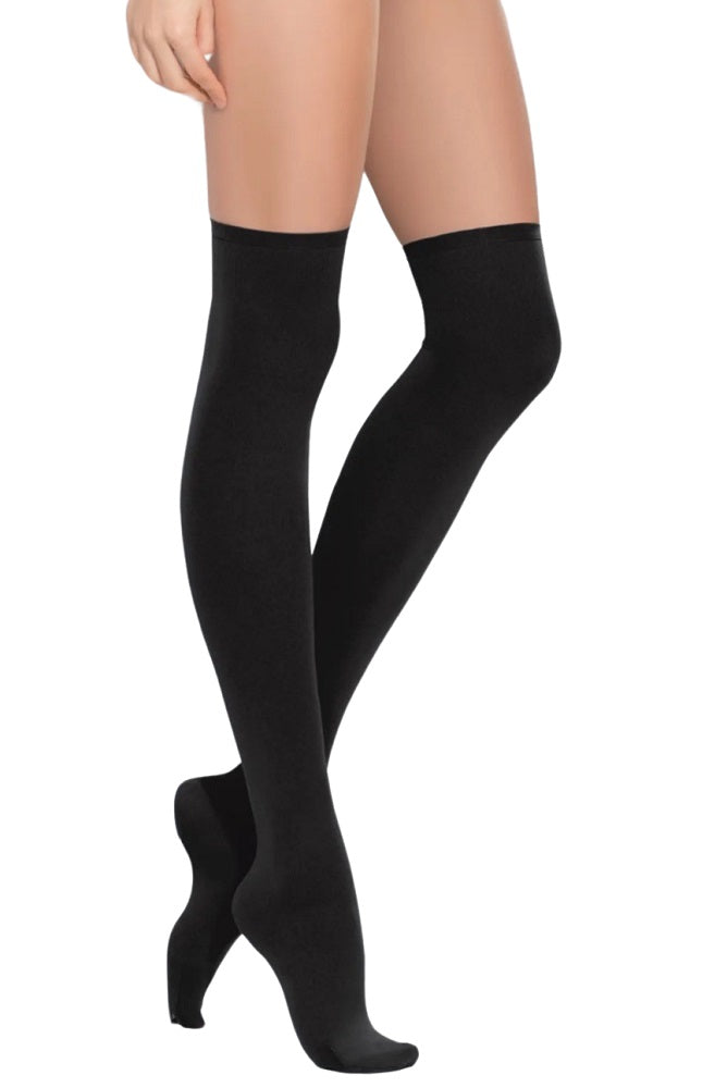 Over-the-knee socks with fleece inside black 300 DEN