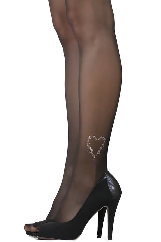 Sheer tights with pattern 20 DEN black outlet