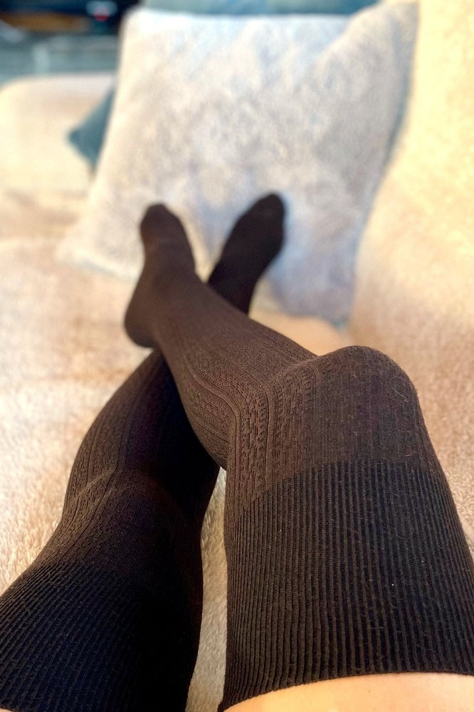 Overknee Socken Baumwolle - Braun |