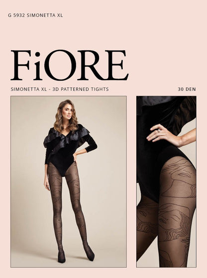 Women's tights with art pattern Simonetta 30 DEN Fiore Outlet
