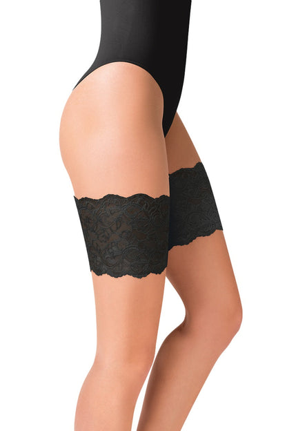 Plus Size Lace Thigh Hold-Up Band - Black