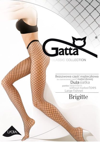 Nahtlose Netzstrumpfhose Gatta Brigitte 05 - großes Netz - Schwarz