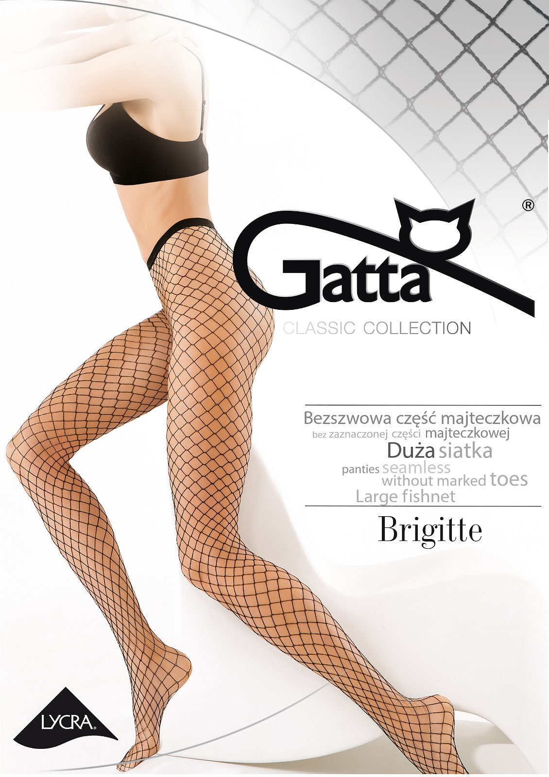 Nahtlose Netzstrumpfhose Gatta Brigitte 05 - großes Netz - Schwarz
