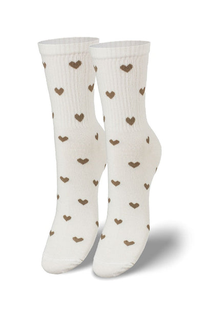 Cute Valentine Cotton Socks Heart Pattern White Gold