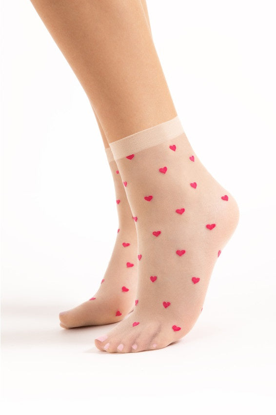 Transparent socks with heart pattern Crush 20 DEN
