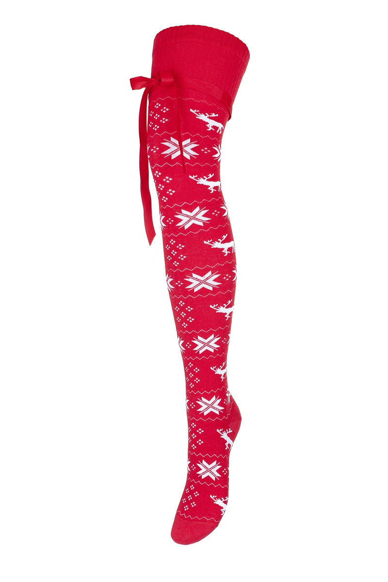 Rotes Overknees Socken zu Weihnachten Geschenk