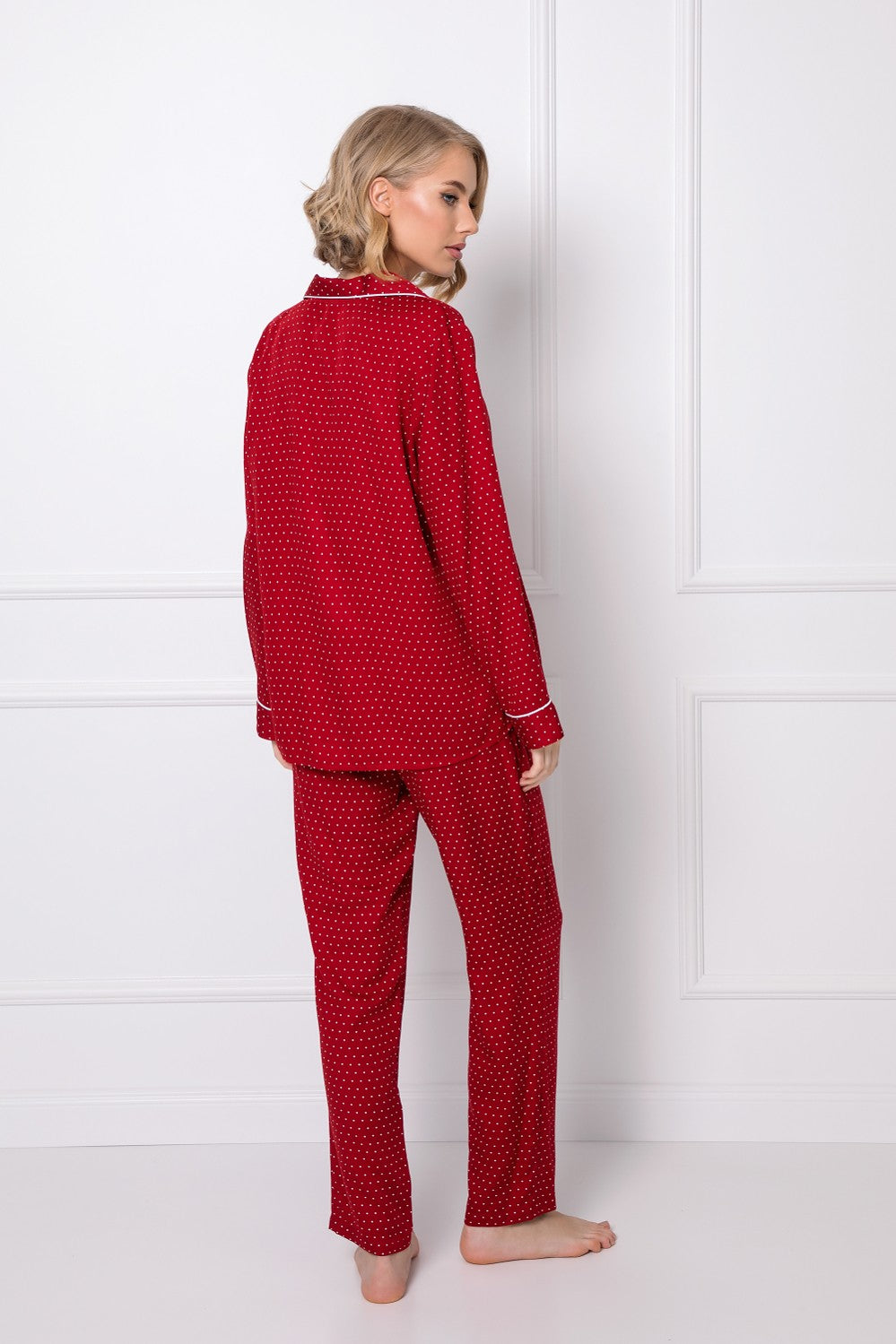 Nachtwäsche Damen Pyjama Set in Rot - Michaela