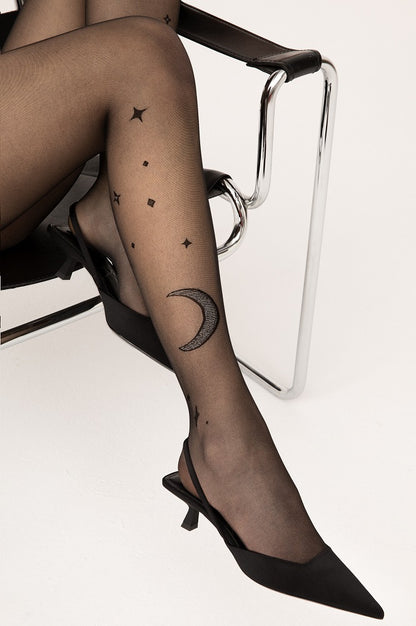 Women's tights with silver Saturn appliqué 15 DEN Fiore Outlet