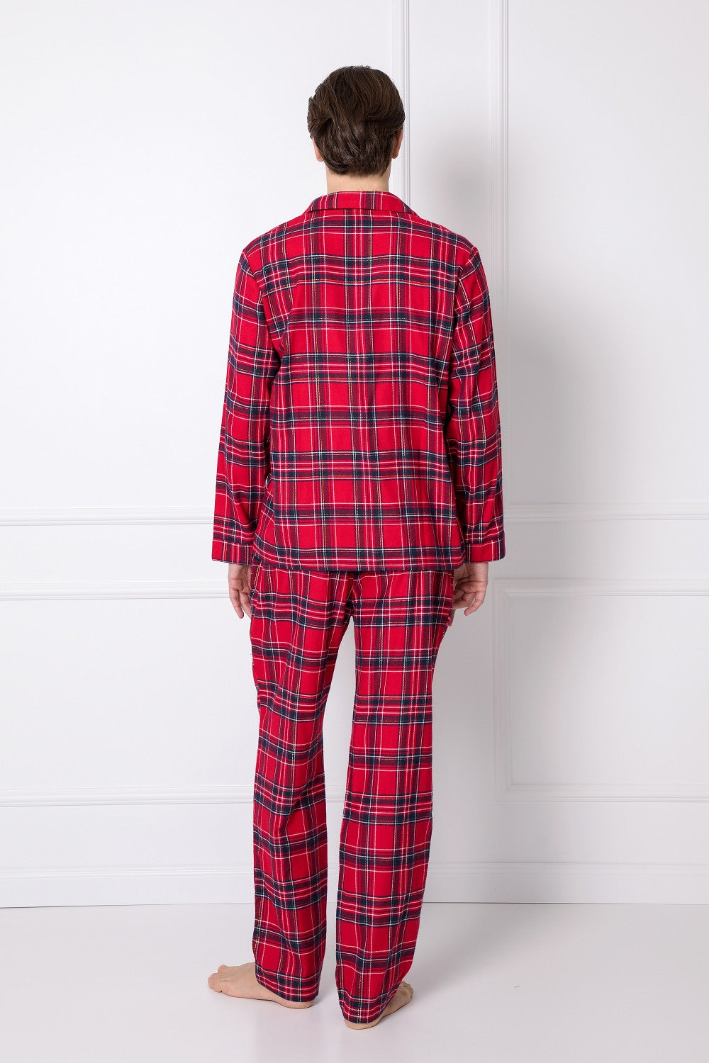 Baumwolle Flanell Herren Langes Weihnachtspyjama in Rot - geschenk für Ihn