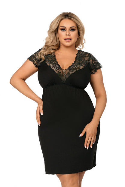 Black nightgown Tess in plus sizes (46-52)