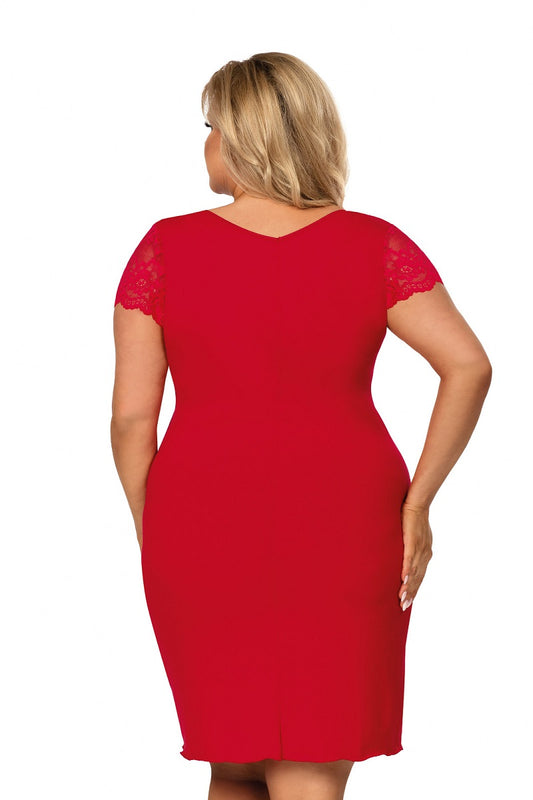 Déshabillé rouge Tess en grandes tailles (46-52) par Donna Lingerie 