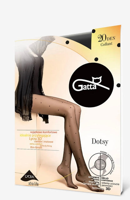 Classic tights with polka dot pattern 20 DEN Gatta Dotsy 03 - Black