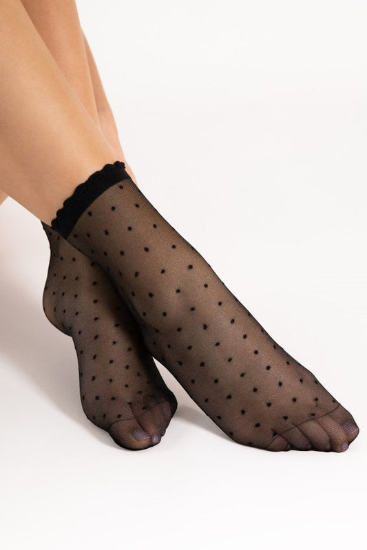 Chic summer socks with small dots Bella - black