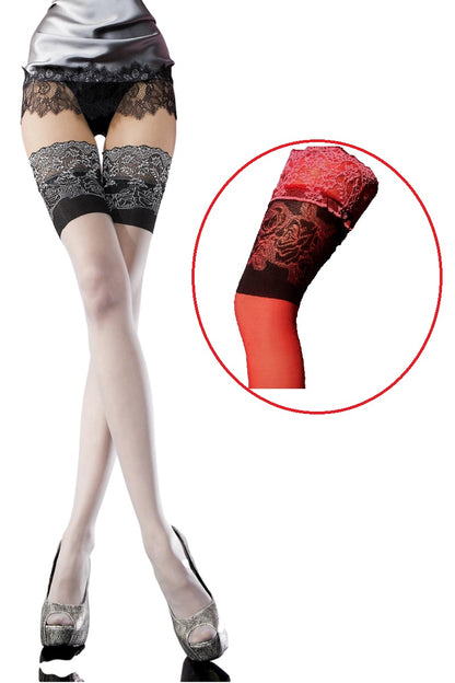 Fiore Outlet Sexy hold-up stockings 20 DEN Judith red