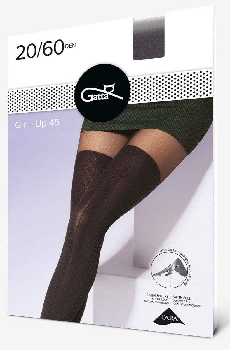 Tights imitating knee socks 60/20 DEN Gatta Girl-up 45 - Black