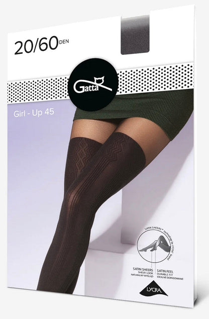 Tights imitating knee socks 60/20 DEN Gatta Girl-up 45 - Black