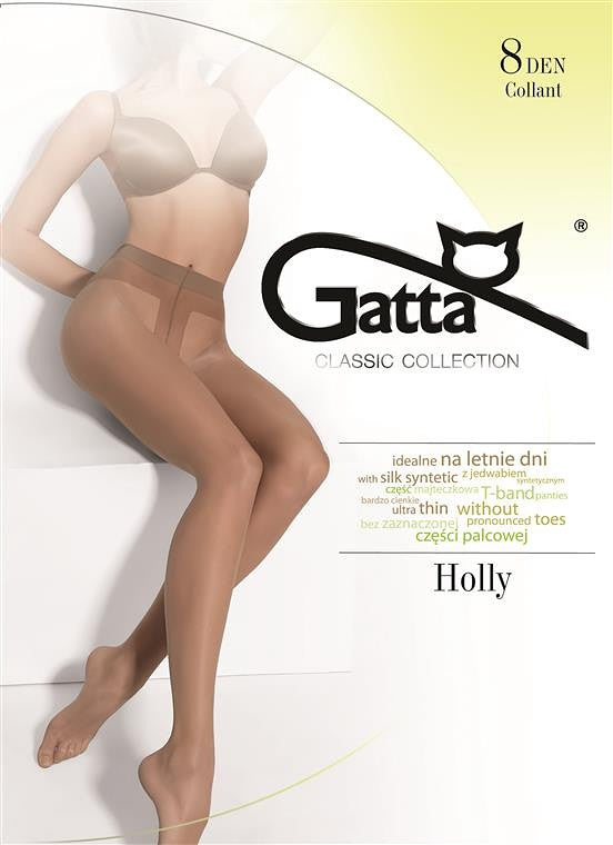 Strumpfhose Kunstseide ohne Elasthan Gatta Holly 8 DEN seidig Optik - Golden