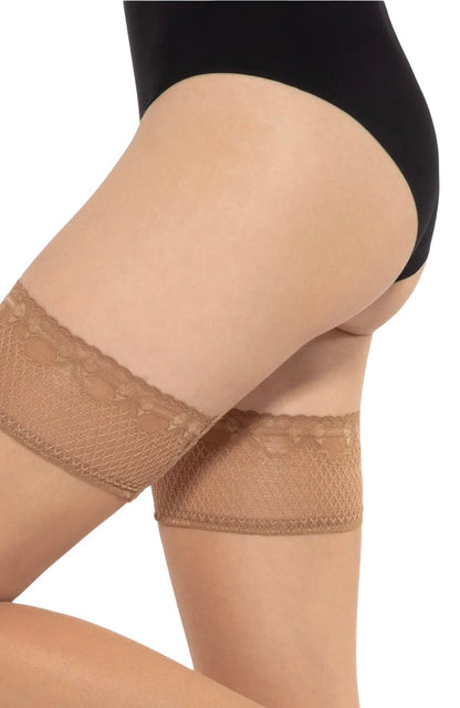 Thin transparent stay-up stockings Michelle 8 DEN Gatta - Golden