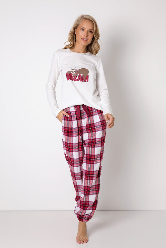 Baumwolle Damen Langer Winterpyjama in Rot - Naila Long geschen für Sie
