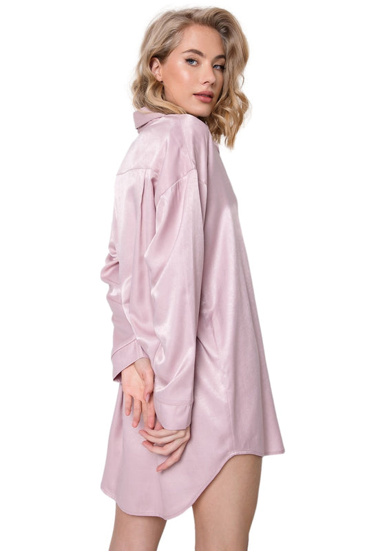 Chemise de nuit femme en satin rose - Lucy 