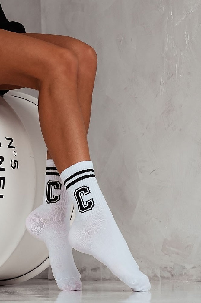 Classic Cotton Socks with Letter "C"