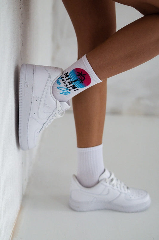 Iconic white cotton socks Miami summer
